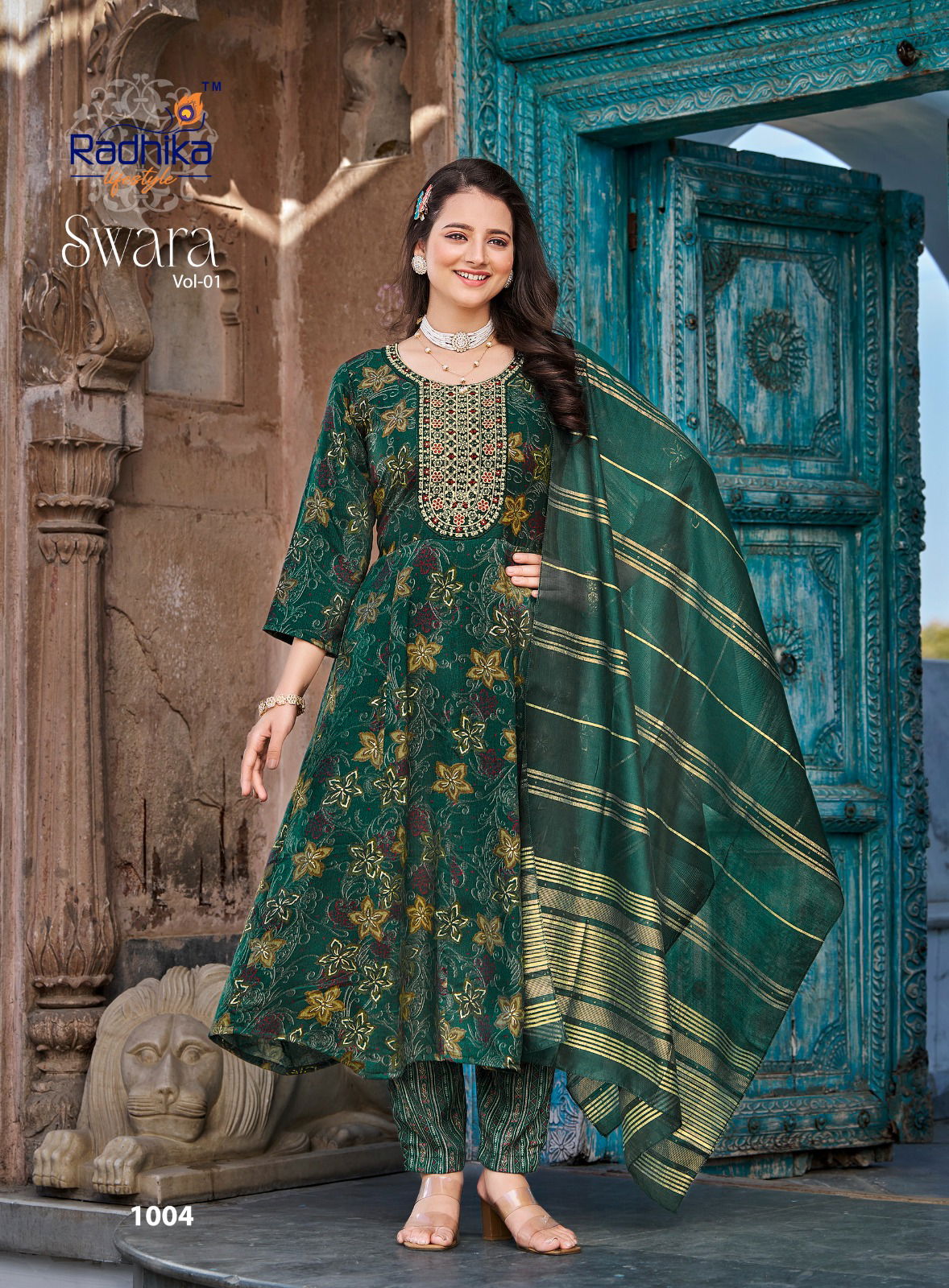 Swara Vol 1 By Radhika Rayon Anarkali Kurti With Bottom Dupatta Wholesale Online